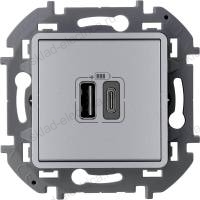 Зарядное устройство с двумя USB-разьемами A-C 240В/5В 3000мА Legrand Inspiria алюминий 673762