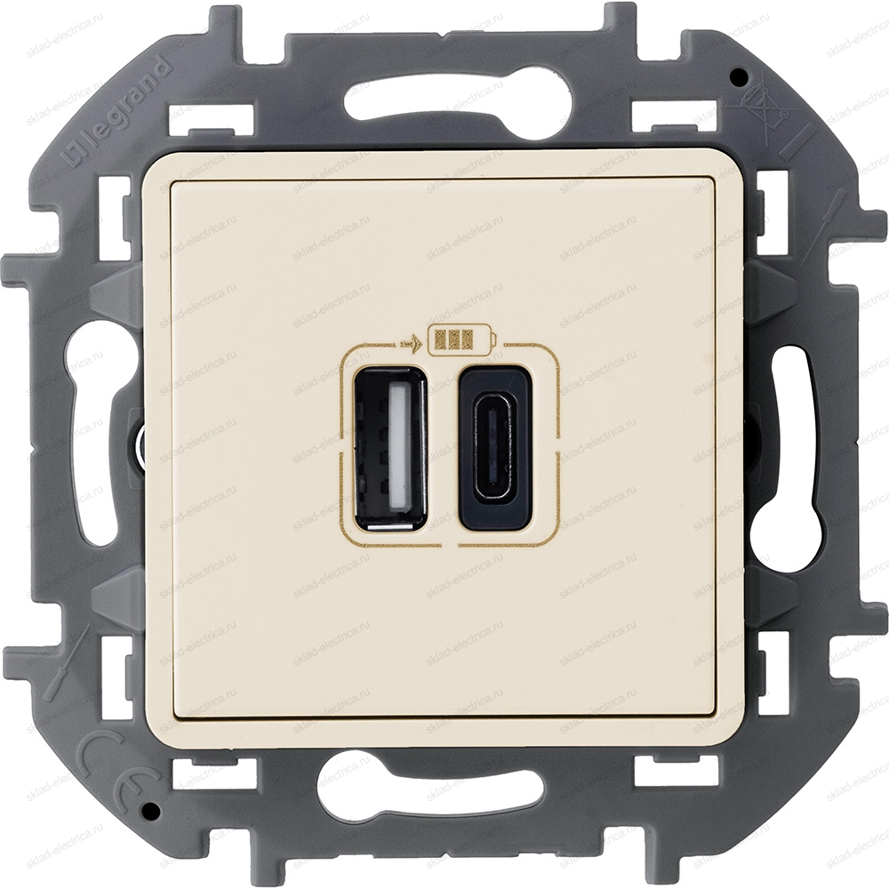 Зарядное устройство с двумя USB-разьемами A-C 240В/5В 3000мА Legrand Inspiria слоновая кость 673761