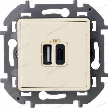 Зарядное устройство с двумя USB-разьемами A-C 240В/5В 3000мА Legrand Inspiria слоновая кость 673761