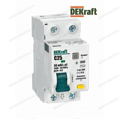 Автоматический выключатель дифференциального тока (АВДТ) 1Р+N 25А 30мА тип AC х-ка C ДИФ-103 4.5кА