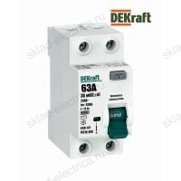 Выключатель дифференциального тока (ВДТ) 2P 63А 30мА тип AC 6кА УЗО-03