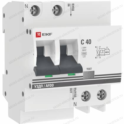 Устройство защиты от дугового пробоя (УЗДП) с автоматическим выключателем 2P 40А (C) 4,5кА 72 мм EKF PROxima