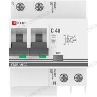 Устройство защиты от дугового пробоя (УЗДП) с автоматическим выключателем 2P 40А (C) 4,5кА 72 мм EKF PROxima