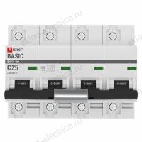 Автоматический выключатель 4P 25А (C) 10kA ВА 47-100 EKF Basic