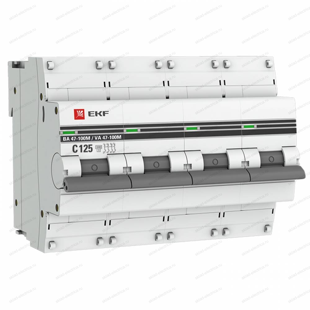 Автоматический выключатель 4P 125А (C) 10kA ВА 47-100M без теплового расцепителя EKF PROxima
