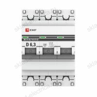Автоматический выключатель 3P 6,3А (D) 4,5kA ВА 47-63 EKF PROxima