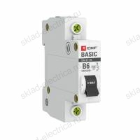 Автоматический выключатель 1P 6А (B) 4,5кА ВА 47-29 EKF Basic
