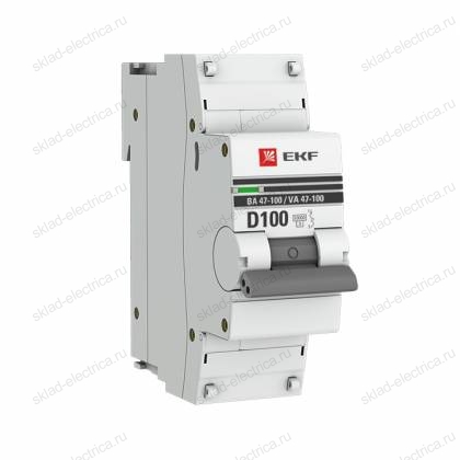 Автоматический выключатель 1P 100А (D) 10kA ВА 47-100 EKF PROxima