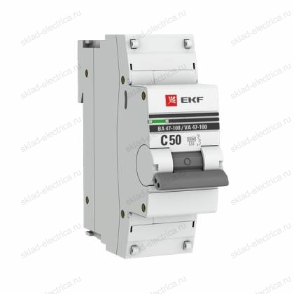 Автоматический выключатель 1P 50А (C) 10kA ВА 47-100 EKF PROxima