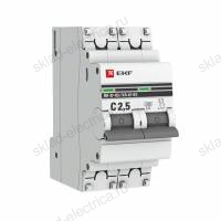 Автоматический выключатель 2P 2,5А (C) 4,5kA ВА 47-63 EKF PROxima