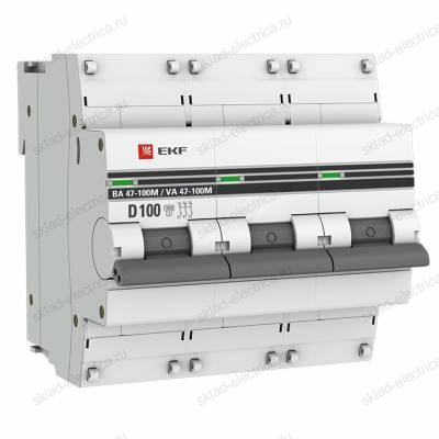 Автоматический выключатель 3P 100А (D) 10kA ВА 47-100M без теплового расцепителя EKF PROxima