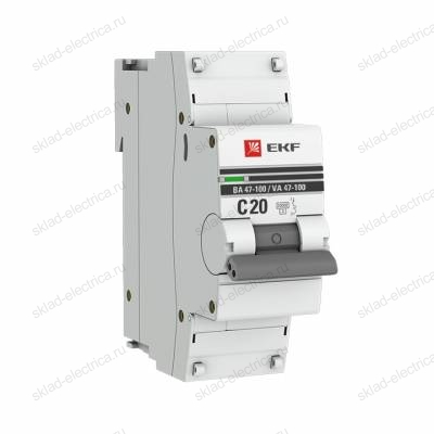 Автоматический выключатель 1P 20А (C) 10kA ВА 47-100 EKF PROxima