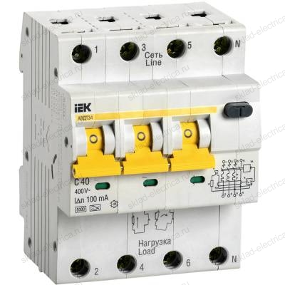 KARAT Автоматический выключатель дифференциального тока АВДТ 34 C40 100мА тип A IEK