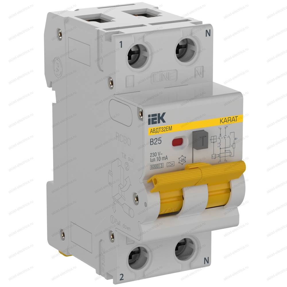 KARAT Автоматический выключатель дифференциального тока АВДТ32EM 1P+N B25 10мА тип A IEK