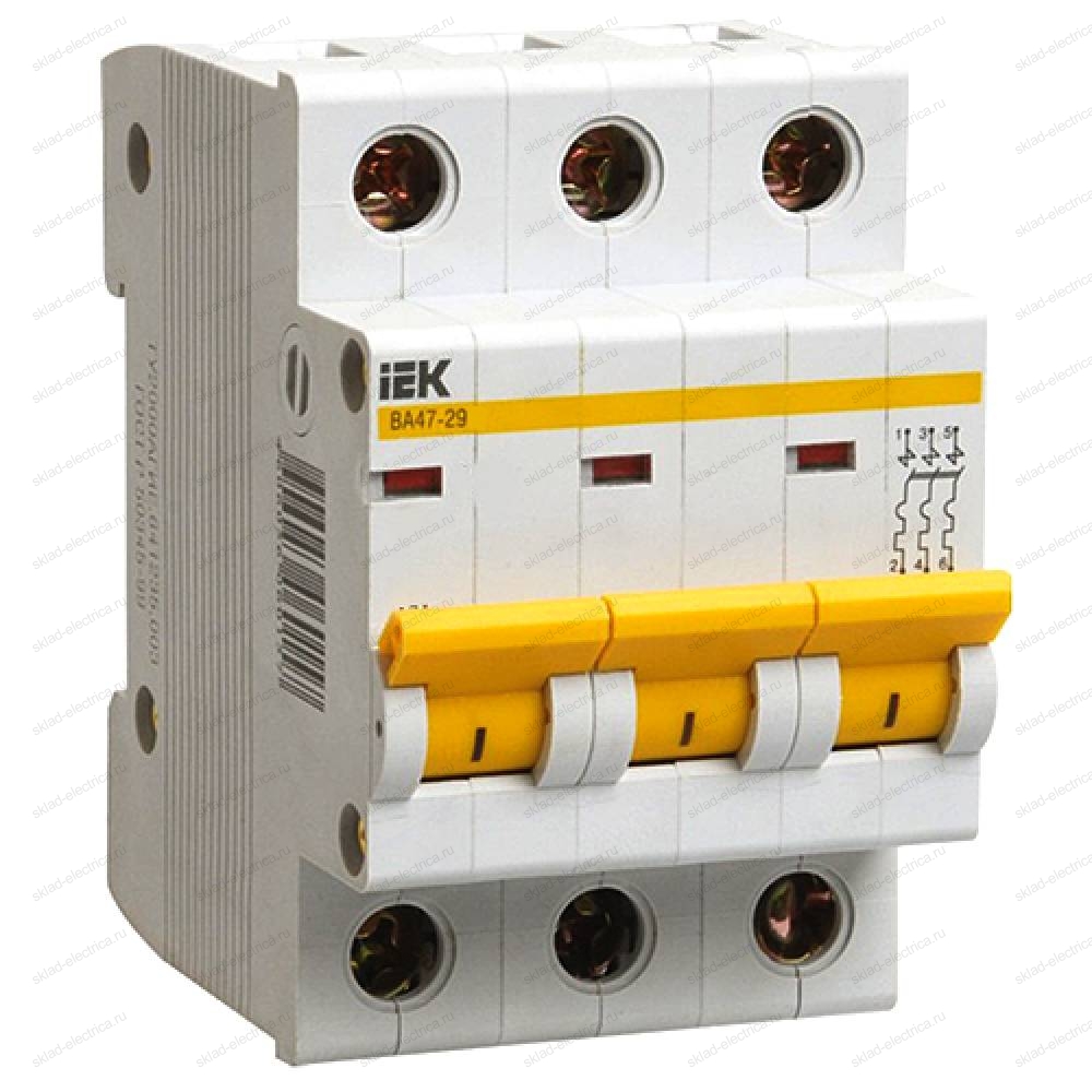 Автоматический трехполюсный выключатель IEK ВА 47-29 C40 4,5 кА