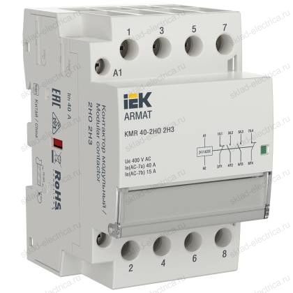 ARMAT Контактор модульный KMR 40А 24В AC/DC 2НО 2НЗ IEK