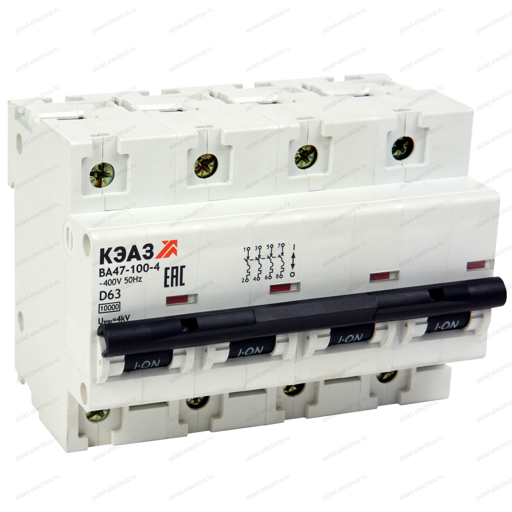 Выключатель автоматический модульный ВА47-100-4B16-УХЛ3 (10кА)-КЭАЗ