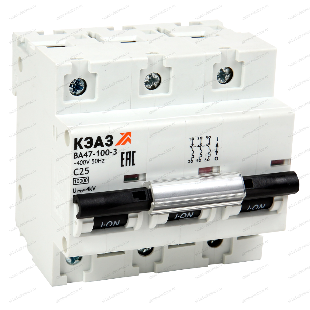Выключатель автоматический модульный ВА47-100-3D80-УХЛ3 (10кА)-КЭАЗ
