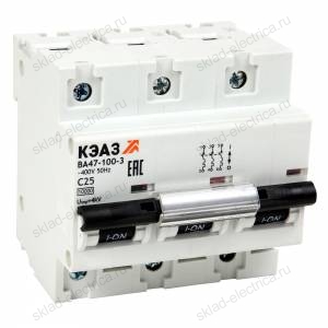 Выключатель автоматический модульный ВА47-100-3C63-УХЛ3 (10кА)-КЭАЗ