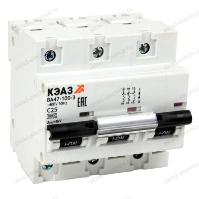 Выключатель автоматический модульный ВА47-100-3D63-УХЛ3 (10кА)-КЭАЗ