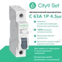 Автоматический выключатель однополюсный С 63А 4.5kA C9F34163 City9 Set