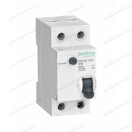 Автоматический выключатель дифферинциального тока (АВДТ) 1P+N С 10А 4.5kA 30мА Тип-A C9D55610 City9 Set