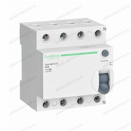 Выключатель дифференциального тока (УЗО) четырехполюсный 25А 30мА Тип-A C9R68425 City9 Set