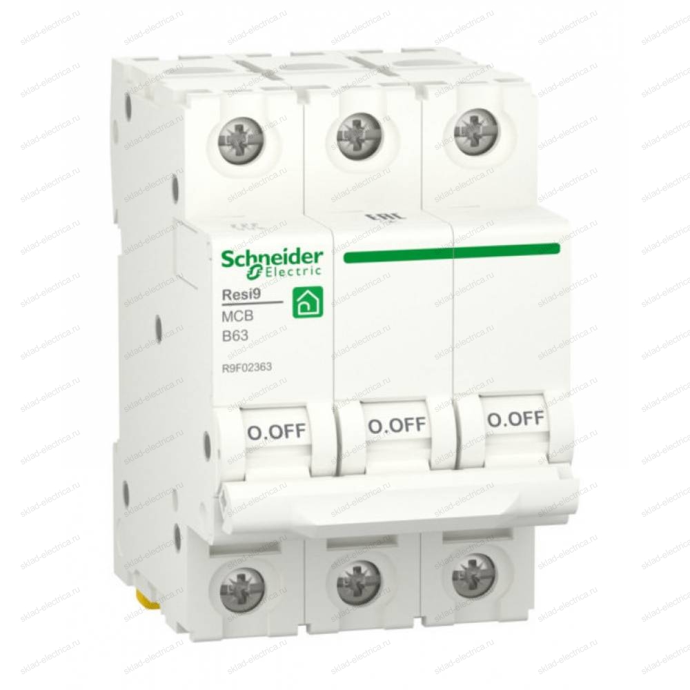 Автоматический выключатель Schneider Electric Resi9 3P 63А (B) 6кА, R9F02363