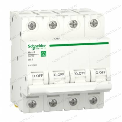Автоматический выключатель Schneider Electric Resi9 4P 63А (B) 6кА, R9F02463