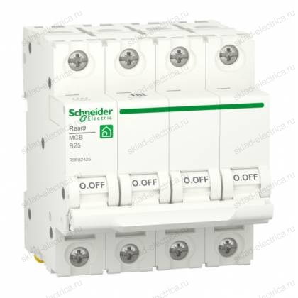 Автоматический выключатель Schneider Electric Resi9 4P 25А (B) 6кА, R9F02425