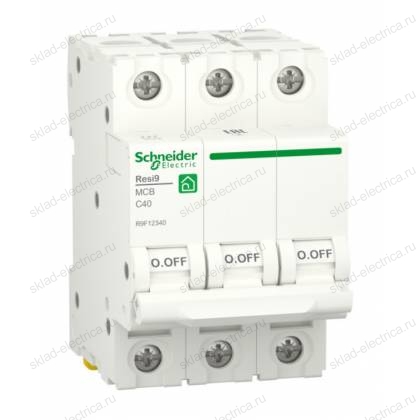 Автоматический выключатель Schneider Electric Resi9 3P 40А (C) 6кА, R9F12340