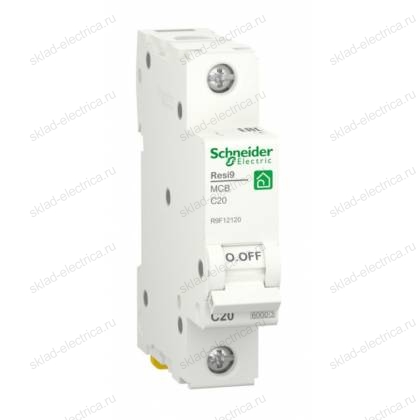 Автоматический выключатель Schneider Electric Resi9 1P 20А (C) 6кА, R9F12120