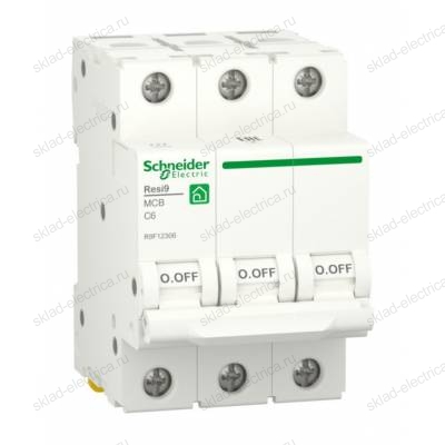 Автоматический выключатель Schneider Electric Resi9 3P 6А (C) 6кА, R9F12306