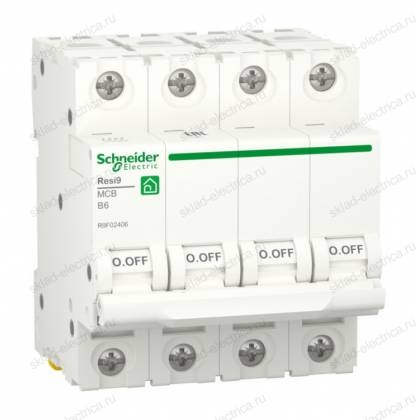 Автоматический выключатель Schneider Electric Resi9 4P 6А (B) 6кА, R9F02406