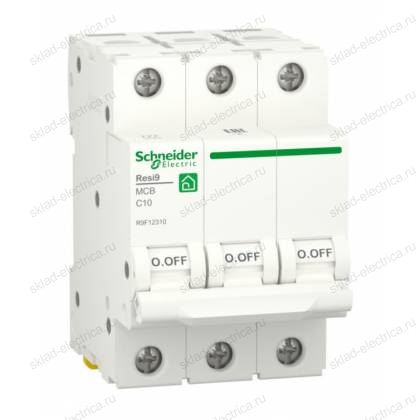 Автоматический выключатель Schneider Electric Resi9 3P 10А (C) 6кА, R9F12310