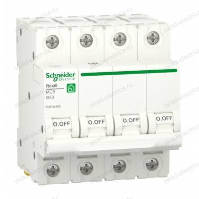Автоматический выключатель Schneider Electric Resi9 4P 50А (B) 6кА, R9F02450