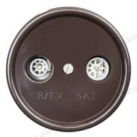 Розетка телевизионная R/TV-SAT проходная, в пластиковом корпусе, цвет коричневый