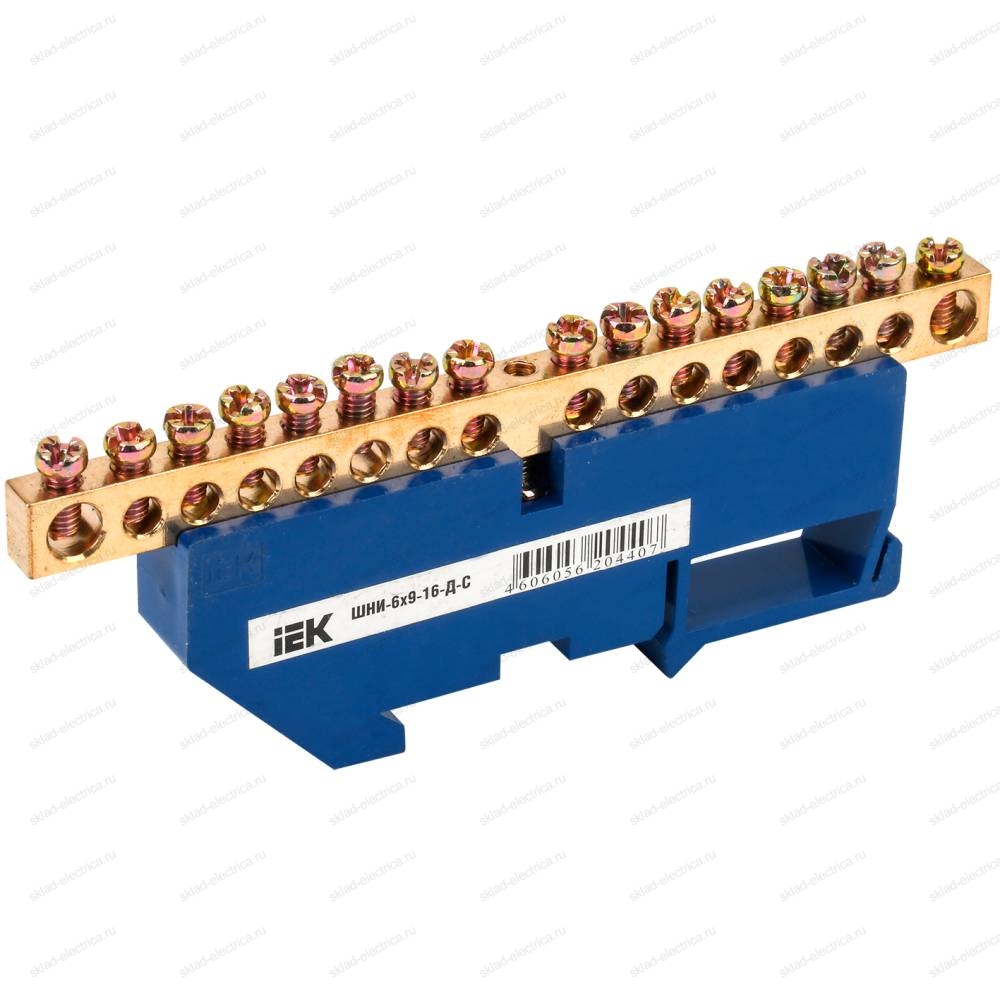 Шина N "ноль" на DIN-изол ШНИ-6х9-16-Д-С IEK