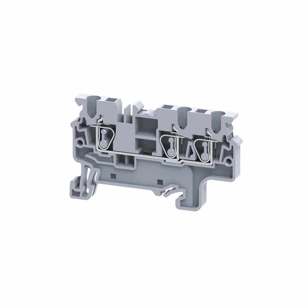 Клемма с тремя контактами пружинная OptiClip СХ-2,5-TRIPLET-I-серый