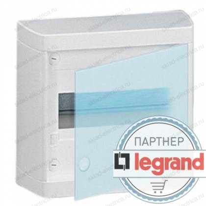 Щит Legrand Nedbox накладной на 8 модулей с шинами N+PE с прозрачной дверью