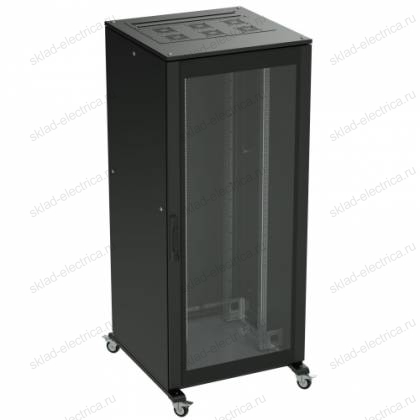 Напольный шкаф 42U 800х800 двери стекло/сплошная, укомплектован вводом и заглушками RAL 9005