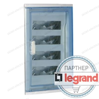 Щит Legrand Nedbox в нишу на 48 (+8) модулей (4х12) с шинами N+PE с прозрачной дверью