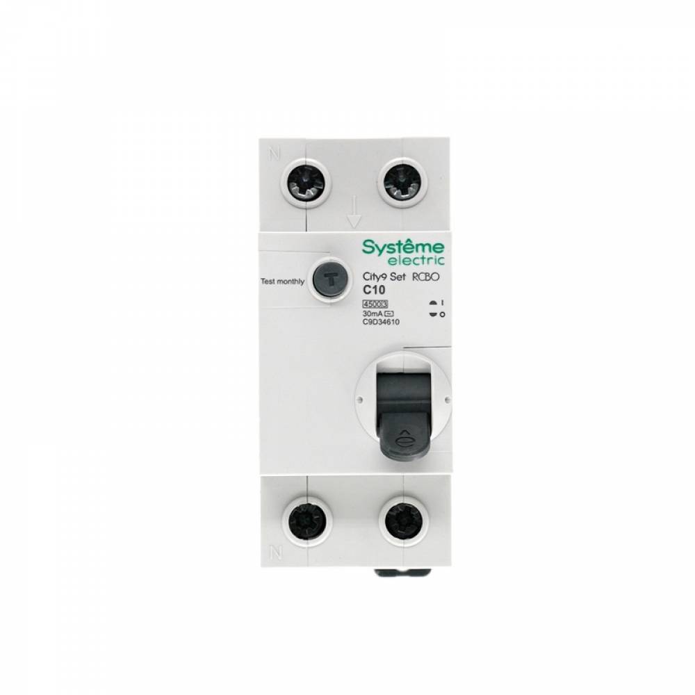 Автоматический выключатель дифферинциального тока (АВДТ) 1P+N С 10А 4.5kA 30мА Тип-AС C9D34610 City9 Set 1