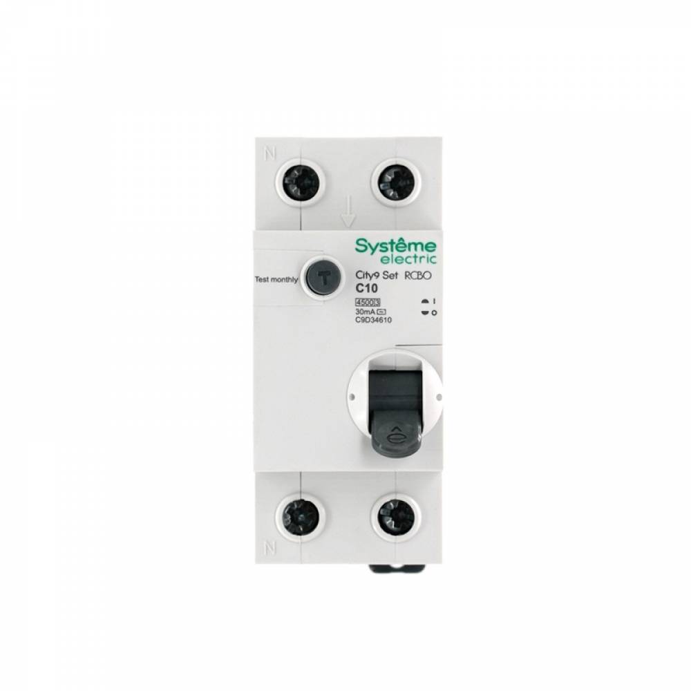 Автоматический выключатель дифферинциального тока (АВДТ) 1P+N С 10А 4.5kA 30мА Тип-AС C9D34610 City9 Set 37