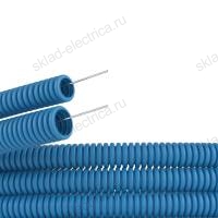 Труба гофрированная ППЛ 20мм с протяжкой тяжелая синяя (100м)