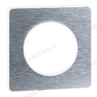  Рамка одинарная Полированный алюминий/Белый (металл) S52P802J Schneider Electric Odace