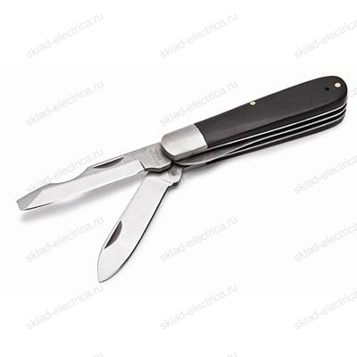 Нож монтерский малый складной с прямым лезвием и отверткой НМ-08 (КВТ)