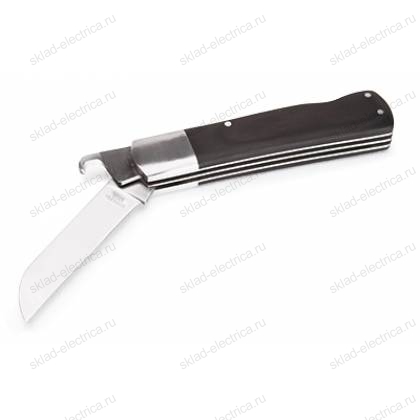 Нож электрика монтерский большой складной с прямым лезвием и пяткой НМ-09 (КВТ)