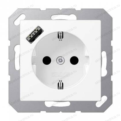 JUNG A Flow/A 550 Белый матовый Розетка с USB-зарядным устройством, тип А, SCHUKO