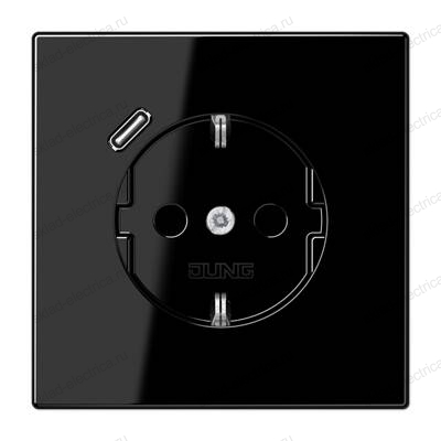 JUNG Розетка SCHUKO® с USB-зарядным устройством, тип С термопласт черный